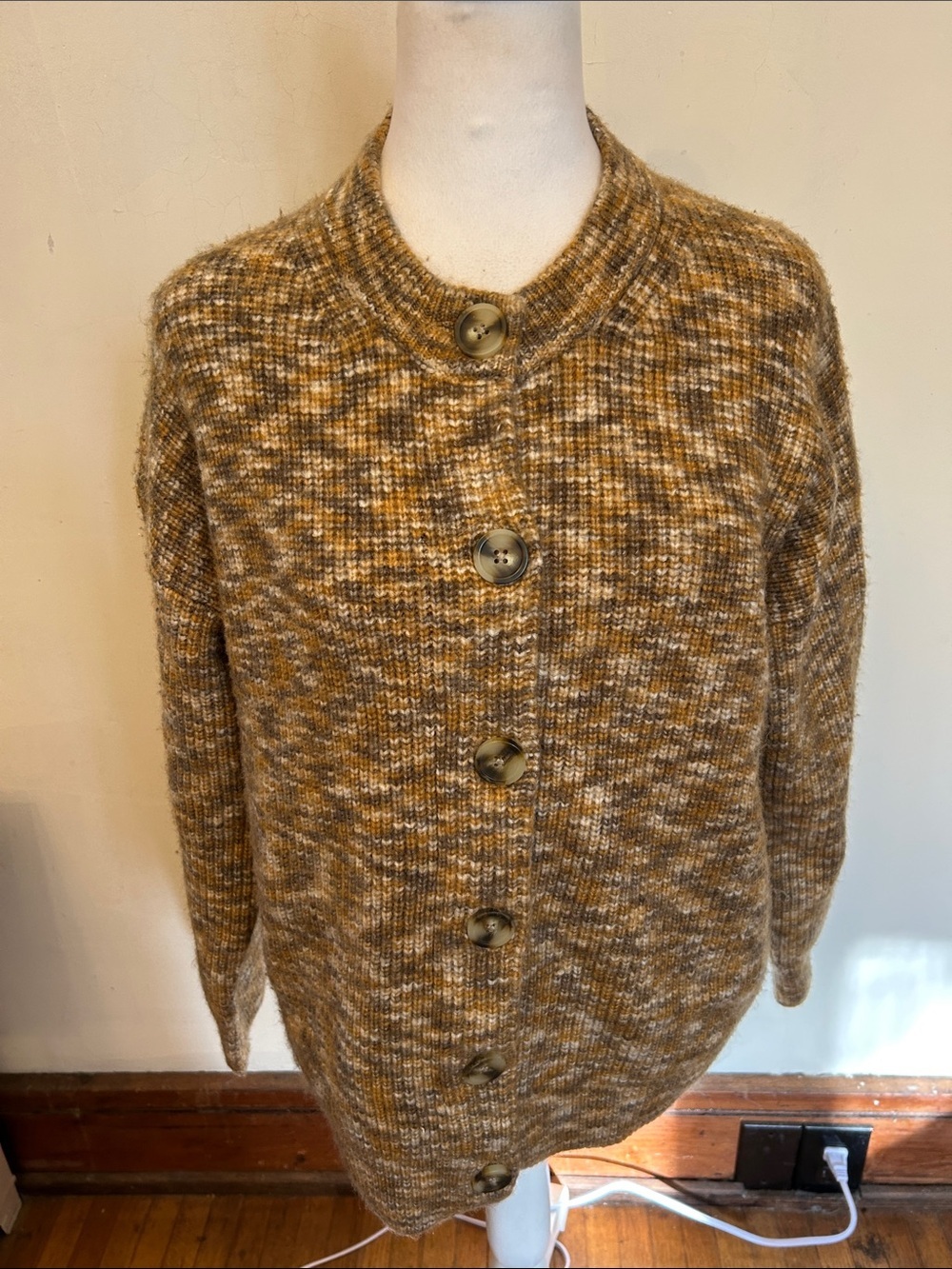 Madewell Marled Brown Button front cardigan Size S EUC